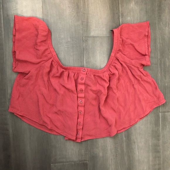 FOREVER 21 Gauze Off Shoulder Crop Top - Picture 2 of 5